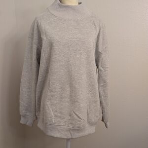 Trendy Queen Womens Oversized Sweatshirts Turtleneck Color Gray Size L NWT